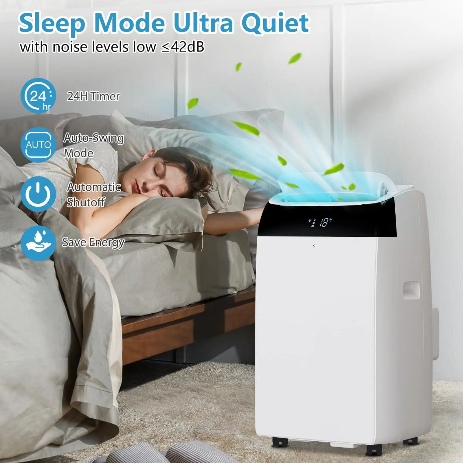 14000 BTU Portable Air Conditioner With Remote Control 3 In 1 Free Standing Cooling AC Unit With Fan And Dehumidifier Cools Room Up To 750 Sq Ft Smart Sleep Mode 24H Timer White
14000 BTU Portable Air Conditioner With Remote Control 3 In 1 Free Standing Cooling AC Unit With Fan And Dehumidifier Cools Room Up To 750 Sq Ft Smart Sleep Mode 24H Timer White