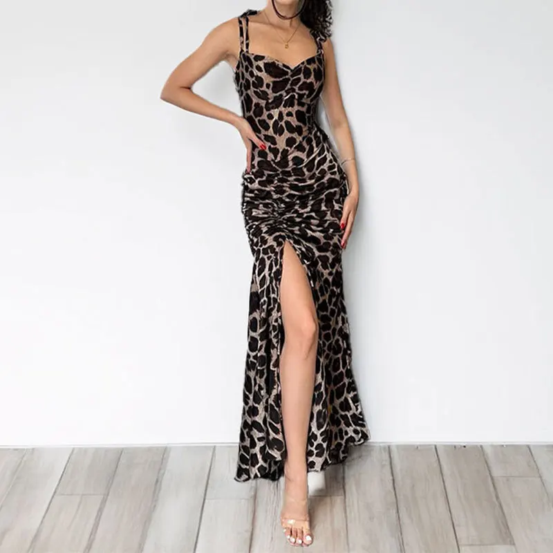 Leopard Printed Dresses For Women Fashion Sexy Spaghetti Strap High Side Split V-Neck Slim Fit Sleeveless Long Vestidos Robe New
Leopard Printed Dresses For Women Fashion Sexy Spaghetti Strap High Side Split V-Neck Slim Fit Sleeveless Long Vestidos Robe New