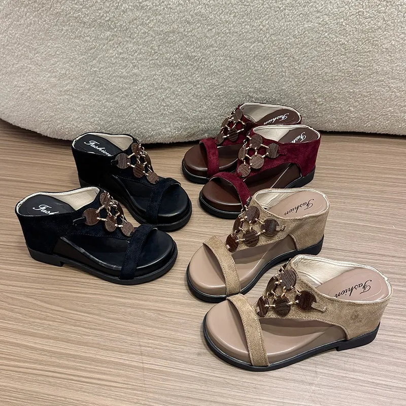 Korean-style Retro Wedge-heeled Slippers Suitable for Both Work and Casual Wear, with Thick-soled Comfortable Sandals.
Korean-style Retro Wedge-heeled Slippers Suitable for Both Work and Casual Wear, with Thick-soled Comfortable Sandals.