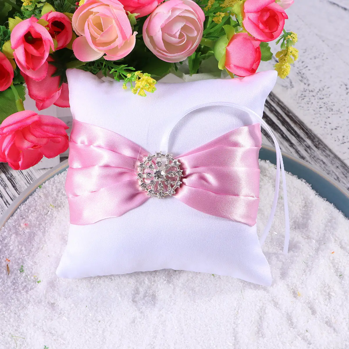 Wedding Ring Pillow Crystal Ribbon Lace Decorated Pink Compact Soft Touch Cushion for Wedding Ceremony Ring Bearer
Wedding Ring Pillow Crystal Ribbon Lace Decorated Pink Compact Soft Touch Cushion for Wedding Ceremony Ring Bearer