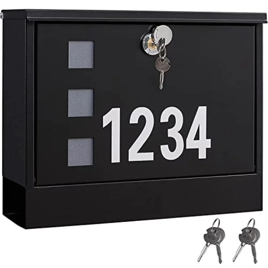 Locking Mailbox Wall Mounted, Metal Postbox with Three Sets of Mail Box Number Stickers, 4 Keys, 14.4" x 4.5" x 11.2", Large Ca
Locking Mailbox Wall Mounted, Metal Postbox with Three Sets of Mail Box Number Stickers, 4 Keys, 14.4" x 4.5" x 11.2", Large Ca