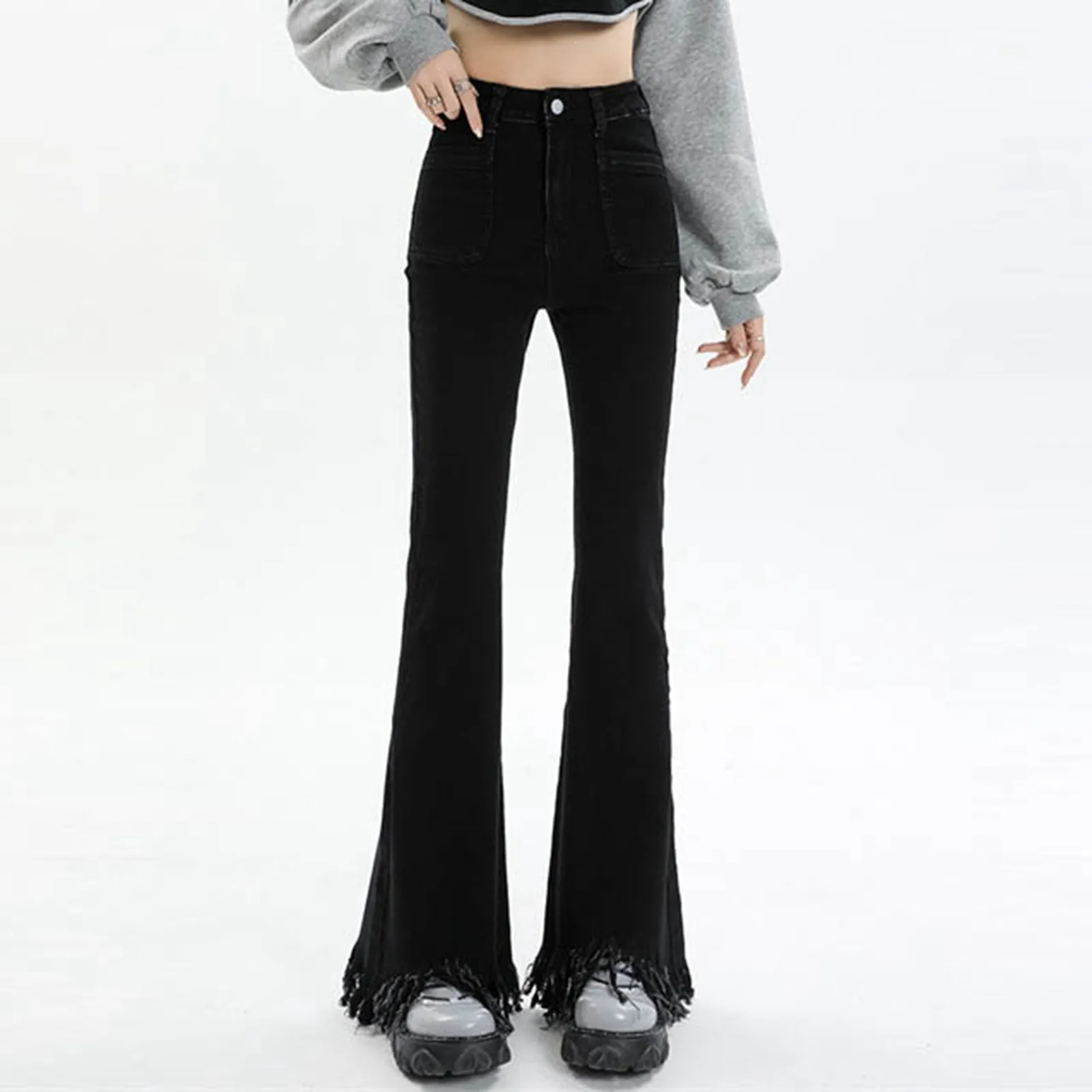 American Street Trendy Fashion Vintage Black Flare Jeans Women Autumn New Pockets Straight Tassel Versatile Loose Denim Pants
American Street Trendy Fashion Vintage Black Flare Jeans Women Autumn New Pockets Straight Tassel Versatile Loose Denim Pants