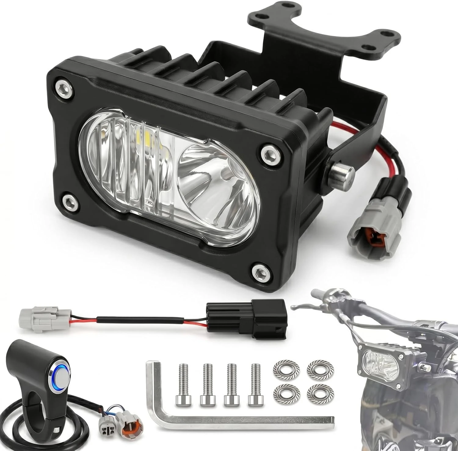 Upgraded Headlight Kit Plug and Play Baja Light for Surron Light Bee X & Talaria Sting R MX4, Dirt Bike Headlight Spot Flood Kit
Upgraded Headlight Kit Plug and Play Baja Light for Surron Light Bee X & Talaria Sting R MX4, Dirt Bike Headlight Spot Flood Kit
