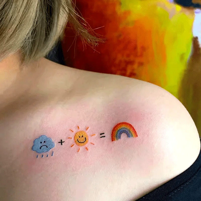 1 sheet of temporary tattoos featuring rainbows, suns and rainy-day motifs, applicable on arms, backs of hands, shoulders and legs; waterproof and long-lasting rainbow sun rainy-day themed tattoo stickers
1 sheet of temporary tattoos featuring rainbows, suns and rainy-day motifs, applicable on arms, backs of hands, shoulders and legs; waterproof and long-lasting rainbow sun rainy-day themed tattoo stickers