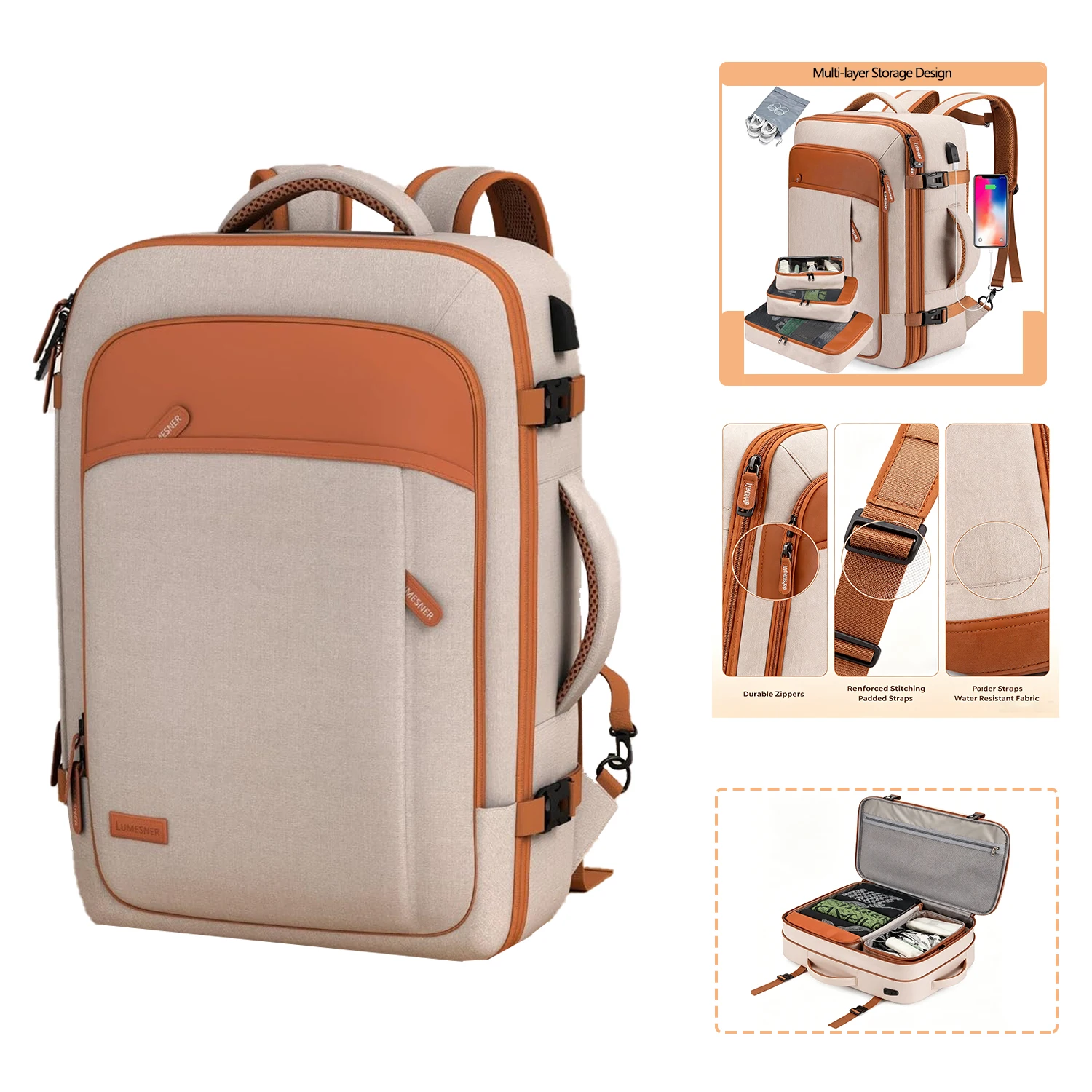 Large Expandable Travel Backpack for Women Men, 40L Carry On Laptop Backpack with 3 Packing Cubes & Shoe Bag, Water Resistant Fl
Large Expandable Travel Backpack for Women Men, 40L Carry On Laptop Backpack with 3 Packing Cubes & Shoe Bag, Water Resistant Fl