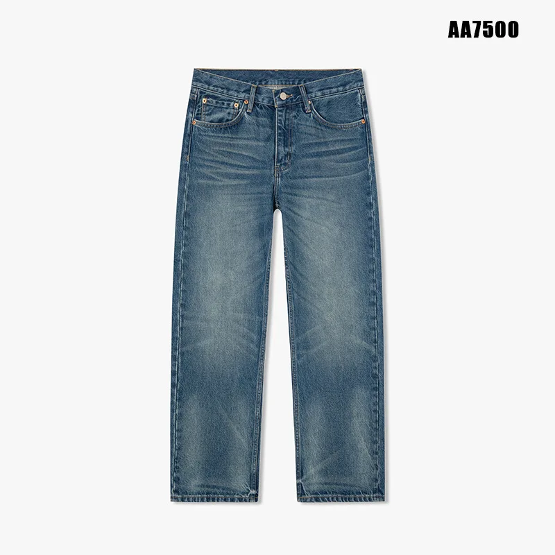 14oz Coarse Twill Pure Cotton Non-Stretch American Vintage Regular Straight Crushed Whiskers Honeycomb Washed Denim Jeans Men's
14oz Coarse Twill Pure Cotton Non-Stretch American Vintage Regular Straight Crushed Whiskers Honeycomb Washed Denim Jeans Men's