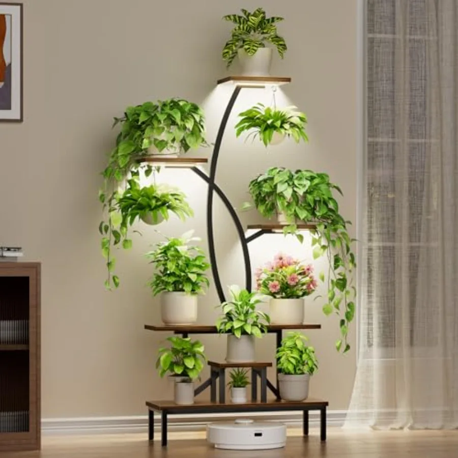 Indoor plant stand with grow lights: 63 tall 7-tier X-shaped metal corner shelf in black for living room display and plant grow
Indoor plant stand with grow lights: 63 tall 7-tier X-shaped metal corner shelf in black for living room display and plant grow
