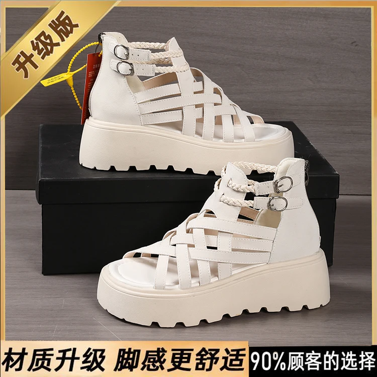 White Women's High - Top Cut Out Platform Gladiator Sandals: Elevating, Slip Resistant and Comfortable 
White Women's High - Top Cut Out Platform Gladiator Sandals: Elevating, Slip Resistant and Comfortable