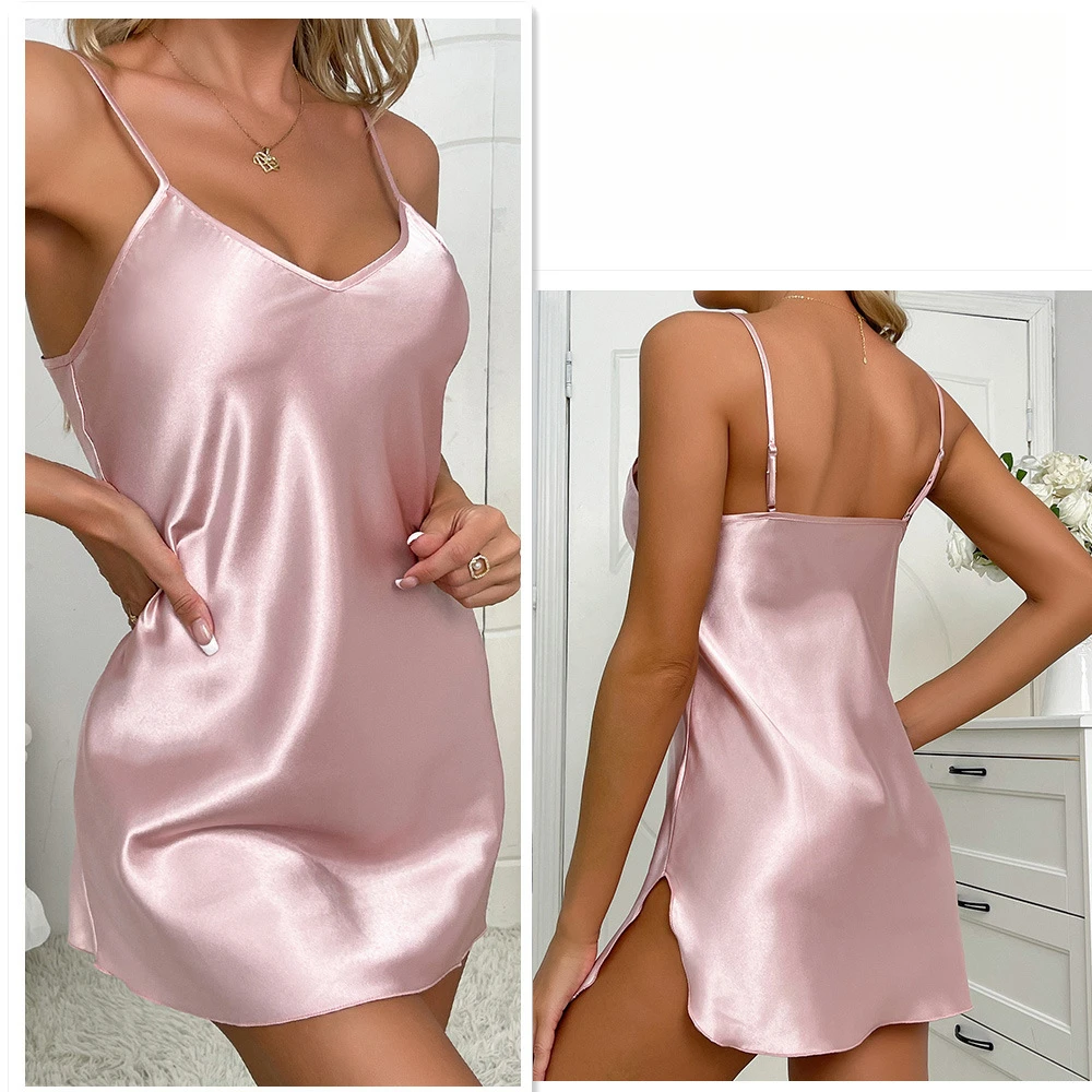 Sexy Ladies Suspender Pajamas Summer Thin Nightgown Solid Color Home Clothes Dresses Women's Hot Night Shirts Sleeping Silk Lady
Sexy Ladies Suspender Pajamas Summer Thin Nightgown Solid Color Home Clothes Dresses Women's Hot Night Shirts Sleeping Silk Lady