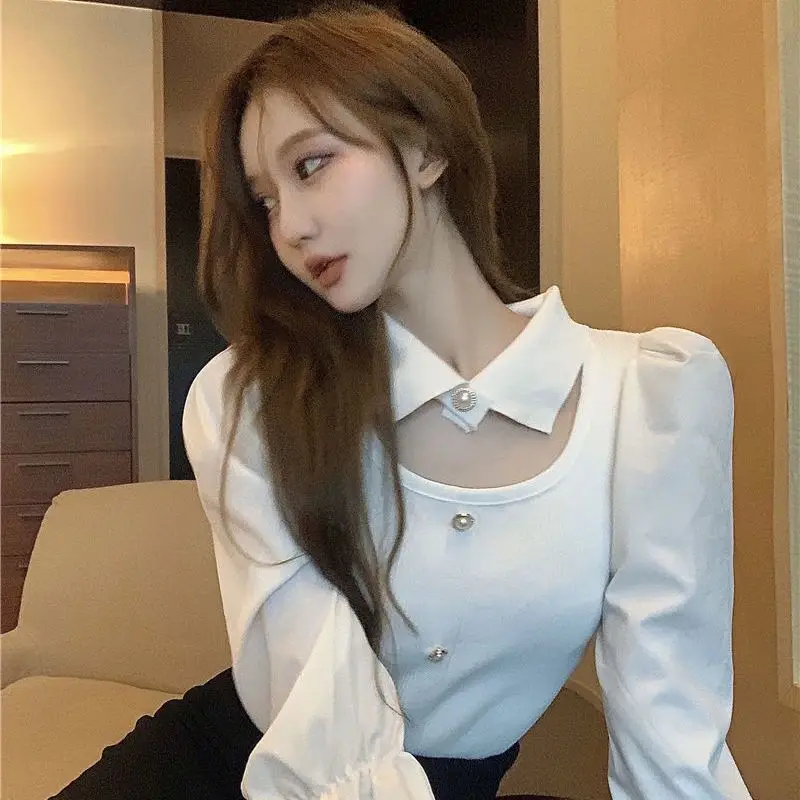 Women Clothing Spring Autumn Fashion Simplicity Hollow Out Solid Color Polo Collar Female All-match Fashionable Long Sleeve Tops
Women Clothing Spring Autumn Fashion Simplicity Hollow Out Solid Color Polo Collar Female All-match Fashionable Long Sleeve Tops