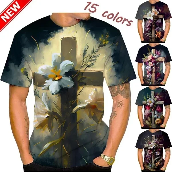 Summer Hot God T-shirt Oil Painting Flower Cross 3d Printed Casual T-shirt Cool Believers Short Sleeve Harajuku Unisex Tee Tops
Summer Hot God T-shirt Oil Painting Flower Cross 3d Printed Casual T-shirt Cool Believers Short Sleeve Harajuku Unisex Tee Tops