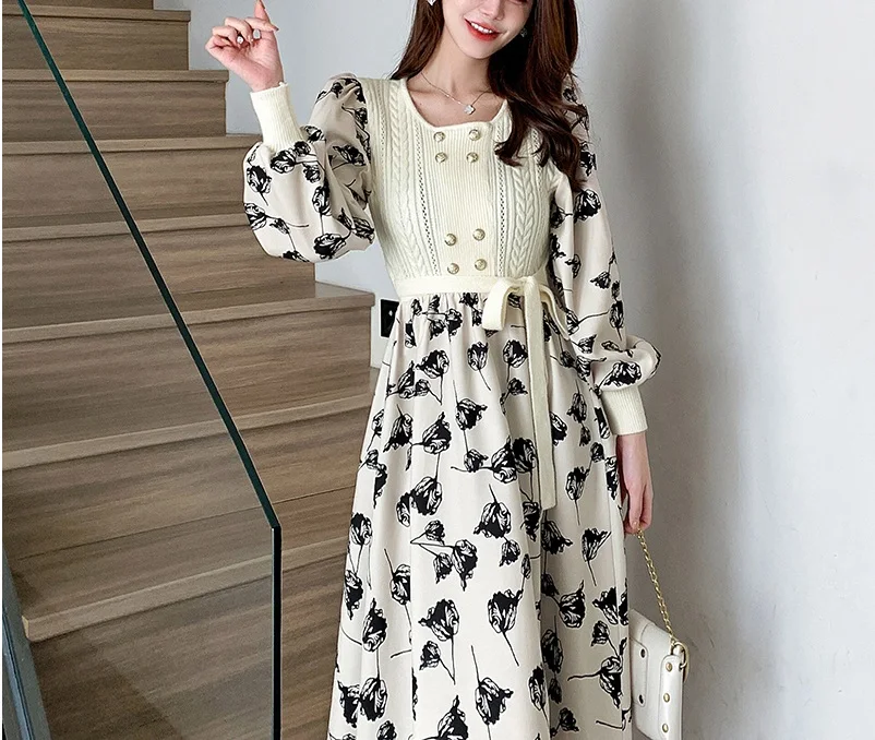 Autumn and Winter Woolen Lantern Sleeves Dress Slim Fit Lace up for Slimming Fake Two Piece Bottom Skirt Long Dress
Autumn and Winter Woolen Lantern Sleeves Dress Slim Fit Lace up for Slimming Fake Two Piece Bottom Skirt Long Dress