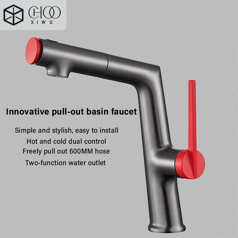 Bathroom pull-out basin faucet, multi-function water outlet, ceramic valve core, hot and cold dual control
Bathroom pull-out basin faucet, multi-function water outlet, ceramic valve core, hot and cold dual control