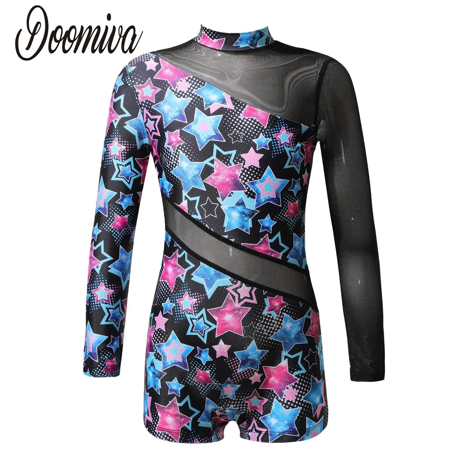Kids Girls Long Sleeve Jumpsuit Leotard Gymnastic Printed Sheer Mesh Patchwork Bodysuit Ballet Modern Contemporary Dance Costume
Kids Girls Long Sleeve Jumpsuit Leotard Gymnastic Printed Sheer Mesh Patchwork Bodysuit Ballet Modern Contemporary Dance Costume