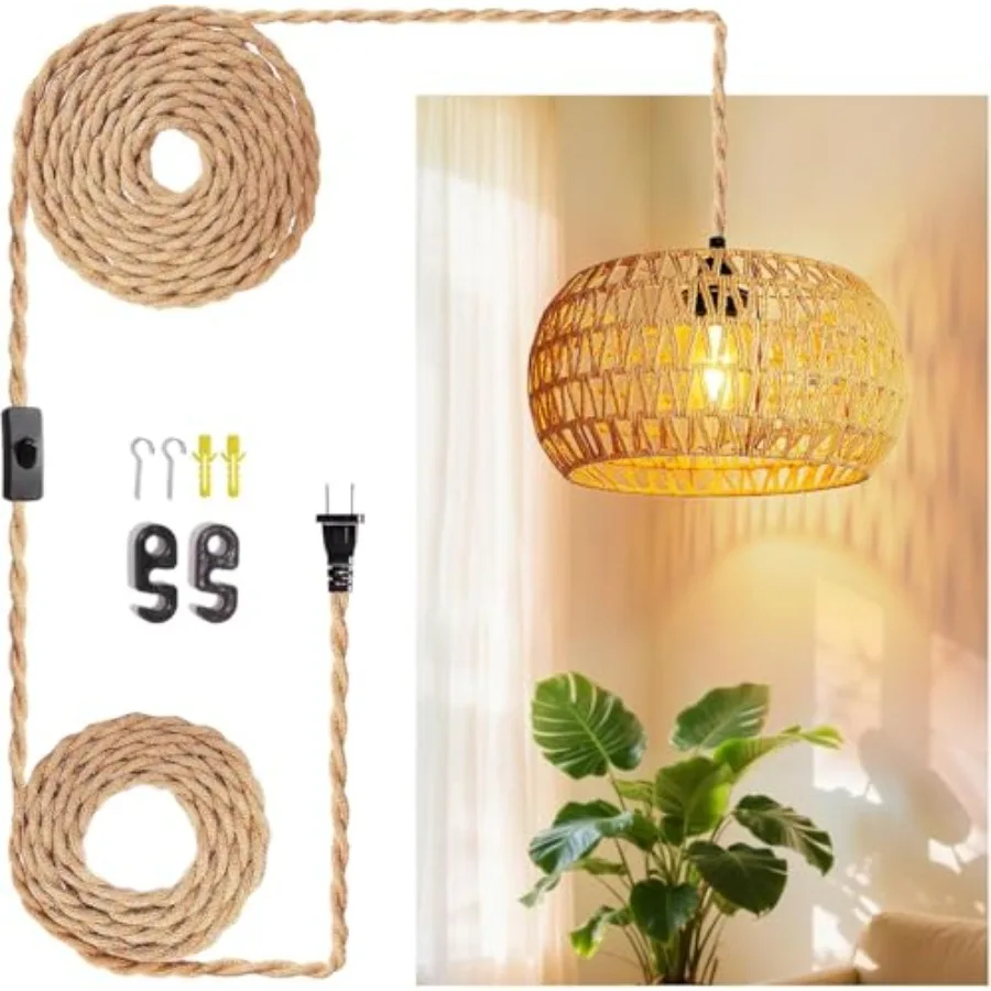 Hangg Lamps Rattan Pendant Light Hangg Lights 16.4ft Plug Cord Pendant Light Fixture Plug to Wall Outlet Pendant Lightg with On
Hangg Lamps Rattan Pendant Light Hangg Lights 16.4ft Plug Cord Pendant Light Fixture Plug to Wall Outlet Pendant Lightg with On