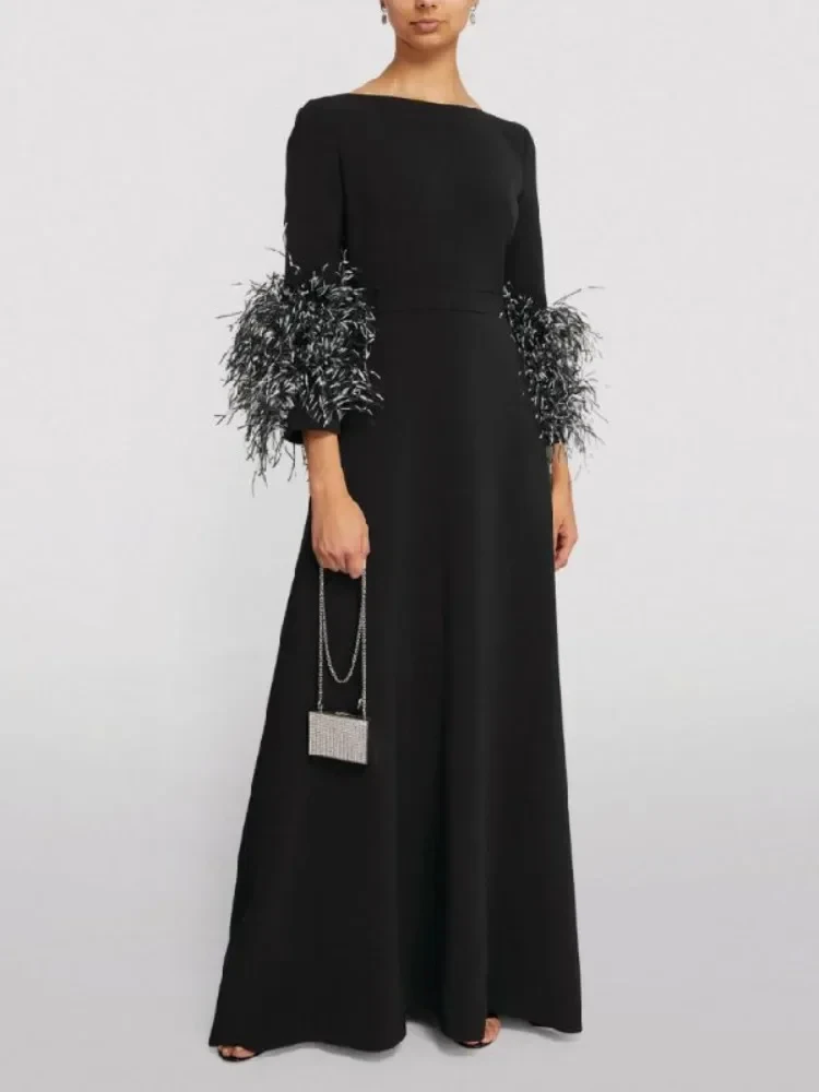 Female Fashion Black White Color Elegant Evening Maxi Dresses 2024 New Spring Feathers Sleeve Loose Fit Pleated Prom Gown
Female Fashion Black White Color Elegant Evening Maxi Dresses 2024 New Spring Feathers Sleeve Loose Fit Pleated Prom Gown