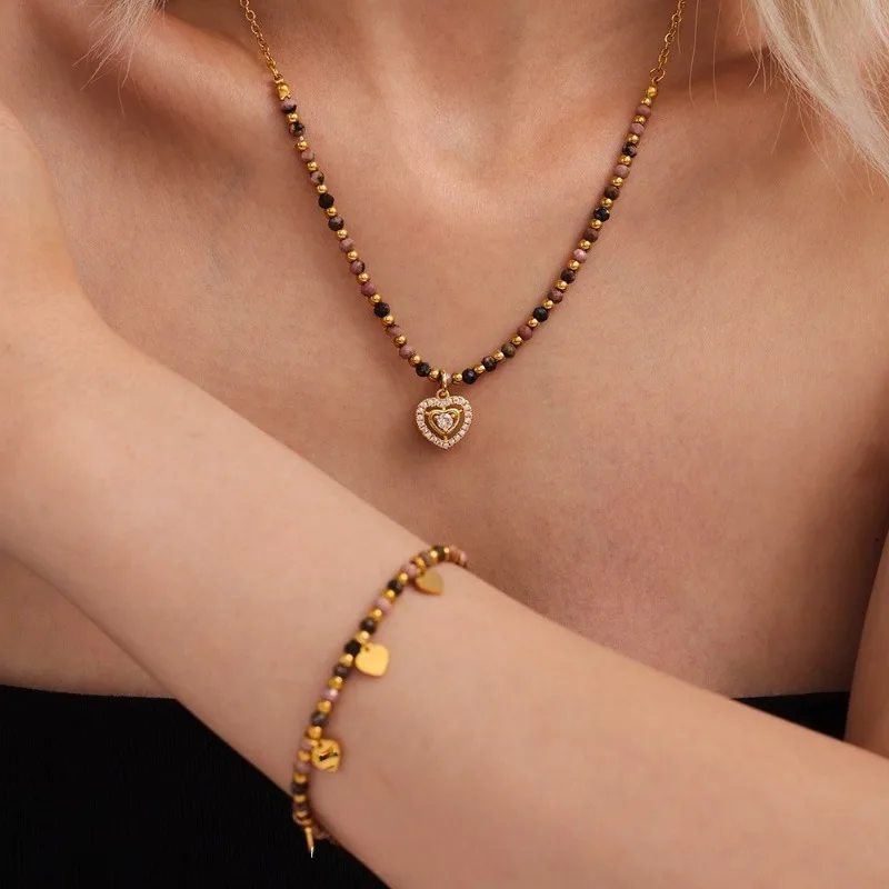 Boho Heart Pendant Necklace Bracelet Natural Stone Jewelry Gold Plated Stainless Steel Stackable Adjustable Chain For Women Gift
Boho Heart Pendant Necklace Bracelet Natural Stone Jewelry Gold Plated Stainless Steel Stackable Adjustable Chain For Women Gift