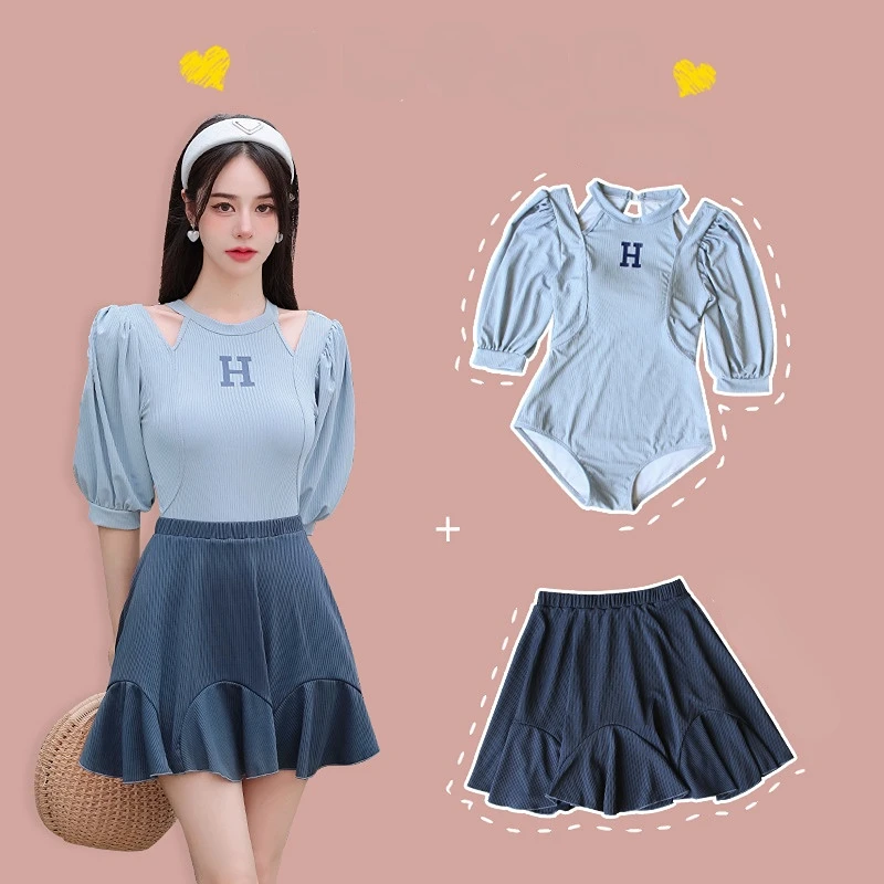 One Piece Swimsuit with Skirt Women Swimwear Korean Fashion Beach Wear Short Sleeves Beach Dress for Girls Cute Bathing Suit
One Piece Swimsuit with Skirt Women Swimwear Korean Fashion Beach Wear Short Sleeves Beach Dress for Girls Cute Bathing Suit
