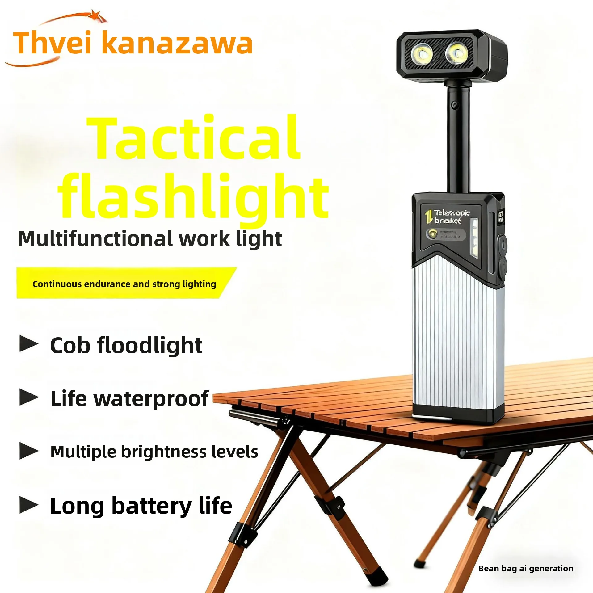 Cross-border new 180 ° rotating and stretching handheld work light outdoor camping maintenance probe LED rechargeable flashlight
Cross-border new 180 ° rotating and stretching handheld work light outdoor camping maintenance probe LED rechargeable flashlight