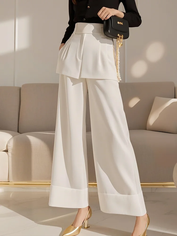 Large Size Fashion Unique Office Lady Wide Leg Pants Solid White Patch Skirt Design Frence Elegant Women Fashion Long Trouser
Large Size Fashion Unique Office Lady Wide Leg Pants Solid White Patch Skirt Design Frence Elegant Women Fashion Long Trouser