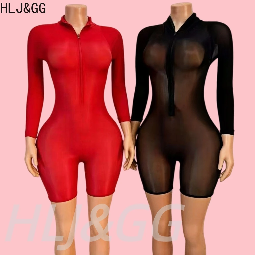 HLJ&GG Sexy Hot Mesh See Through Bodycon Zipper One Piece Rompers Women Long Sleeve Slim Stretchy Jumpsuits Lady Party Clubwear
HLJ&GG Sexy Hot Mesh See Through Bodycon Zipper One Piece Rompers Women Long Sleeve Slim Stretchy Jumpsuits Lady Party Clubwear