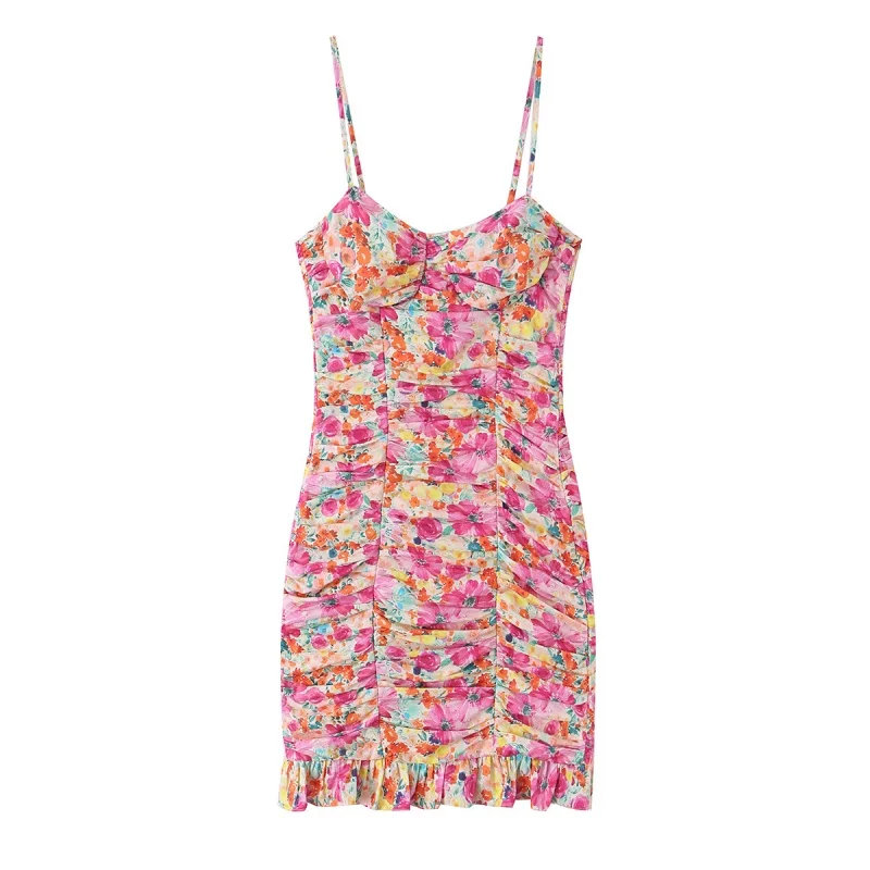 All Season Floral Print Sleeveless Slim Short Dress Women's Spaghetti Strap Pleated Simple Party Dress Female Casual Sexy Wear
All Season Floral Print Sleeveless Slim Short Dress Women's Spaghetti Strap Pleated Simple Party Dress Female Casual Sexy Wear