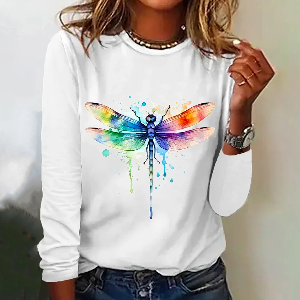 Colored Dragonflies Print Women's T-shirts Fall Fashion Cotton Long Sleeves T shirt Casual Loose Women Clothing Tops O-neck Tees
Colored Dragonflies Print Women's T-shirts Fall Fashion Cotton Long Sleeves T shirt Casual Loose Women Clothing Tops O-neck Tees