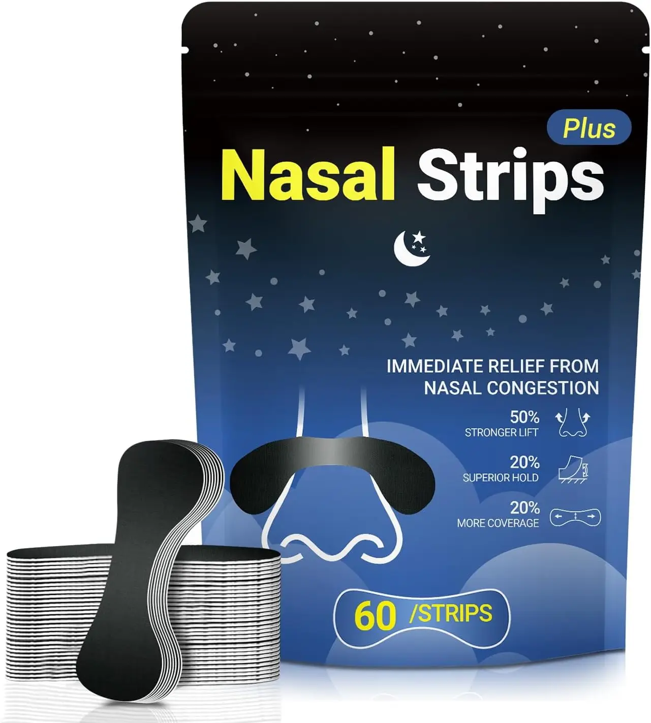 60 Pcs Extra Strength Nasal Strips for Snoring Relief - Sweat Resistant, Improves Sleep and Breathing Comfort
60 Pcs Extra Strength Nasal Strips for Snoring Relief - Sweat Resistant, Improves Sleep and Breathing Comfort