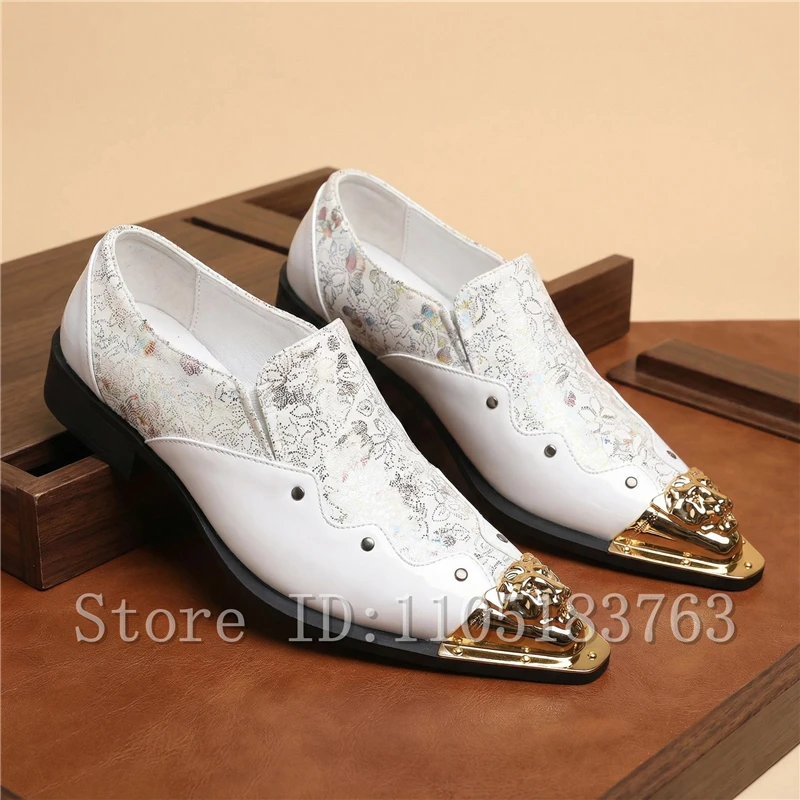 Men Luxury Floral Printed Leather Dress Shoes Golden Lion Head Pointed Toe Slip On Party Wedding Banquet Formal Loafers
Men Luxury Floral Printed Leather Dress Shoes Golden Lion Head Pointed Toe Slip On Party Wedding Banquet Formal Loafers