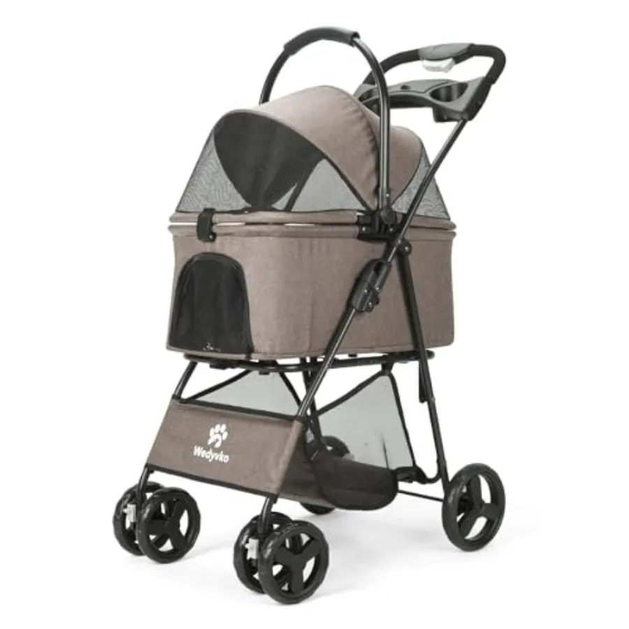 Pet strollers for travel, lightweight foldable cat and dog stroller with storage basket, 360 swivel front wheels and rear wheel
Pet strollers for travel, lightweight foldable cat and dog stroller with storage basket, 360 swivel front wheels and rear wheel