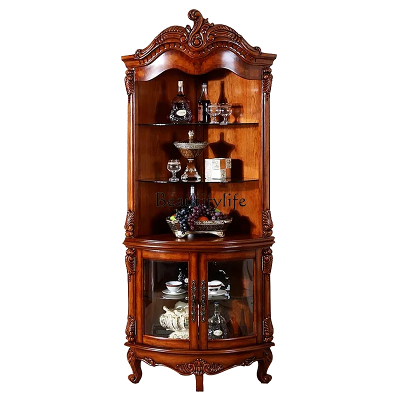 American solid wood triangular cabinet European carved living room retro storage wall corner cabinet
American solid wood triangular cabinet European carved living room retro storage wall corner cabinet