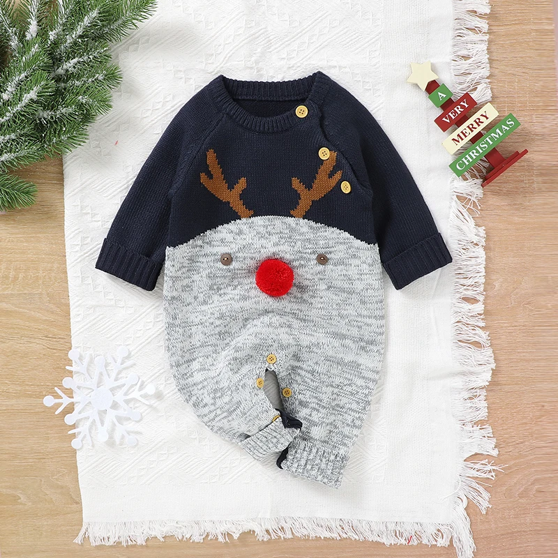 Christmas Baby Romper Knitted Infant Kid Xmas Clothes Long Sleeve 0-18M Overalls Warm Newborn Boy Girl Jumpsuit Cute Cartoon Elk
Christmas Baby Romper Knitted Infant Kid Xmas Clothes Long Sleeve 0-18M Overalls Warm Newborn Boy Girl Jumpsuit Cute Cartoon Elk