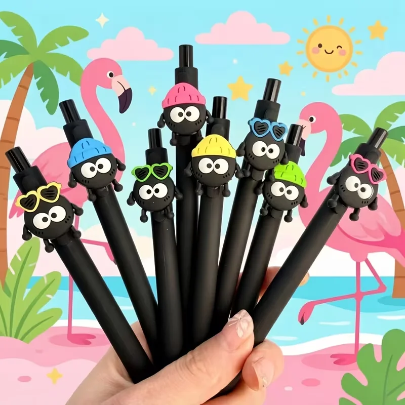 8/15pcs Creative small black coal ball shaped theme retractable ballpoint pen, smooth writing, holiday party gift
8/15pcs Creative small black coal ball shaped theme retractable ballpoint pen, smooth writing, holiday party gift