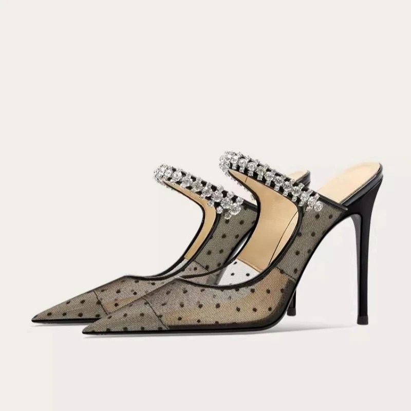Spring and summer new pointed sequins rhinestone mesh fashion slippers fine heel banquet dress large size female sandals
Spring and summer new pointed sequins rhinestone mesh fashion slippers fine heel banquet dress large size female sandals