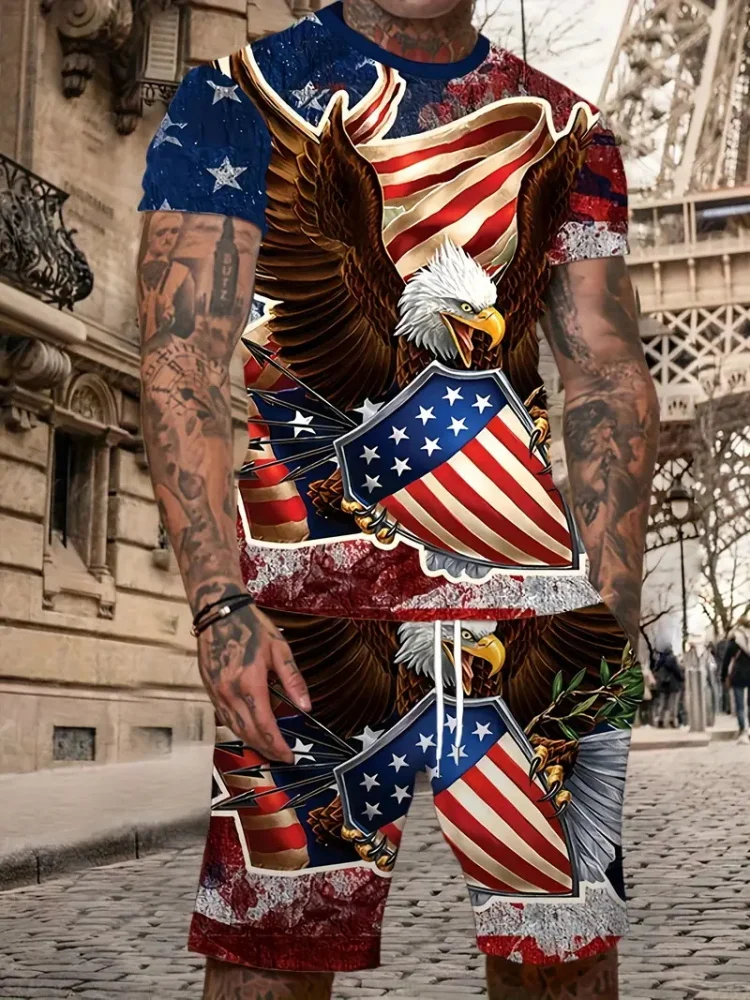 Majestic Eagle Print Men's T-shirt Set Summer Animal 3D Printed Clothing 2 Short Sleeves And Shorts Fashion Trend Comfort
Majestic Eagle Print Men's T-shirt Set Summer Animal 3D Printed Clothing 2 Short Sleeves And Shorts Fashion Trend Comfort