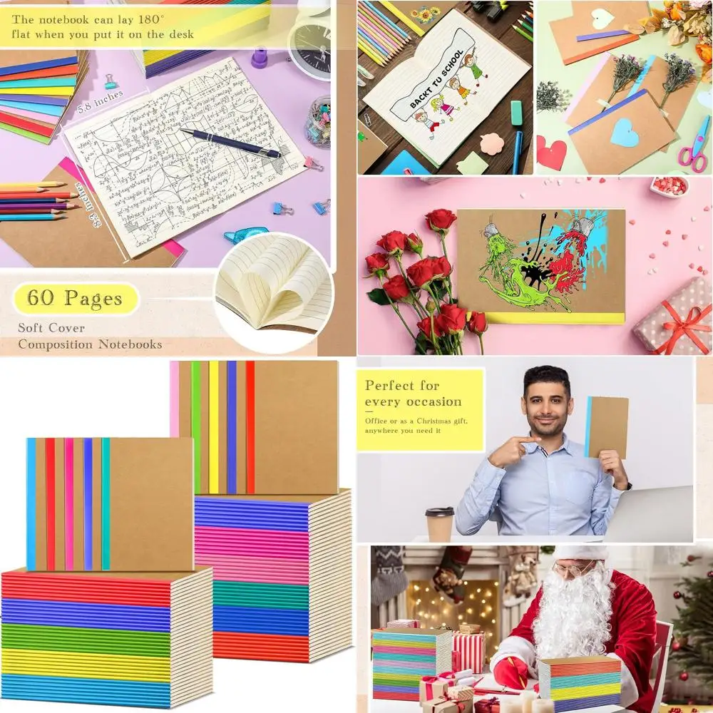 A5/A6 Ruled Kraft Notebooks, 100 Pack, Colorful Soft Cover Journals for Students and Office Use
A5/A6 Ruled Kraft Notebooks, 100 Pack, Colorful Soft Cover Journals for Students and Office Use