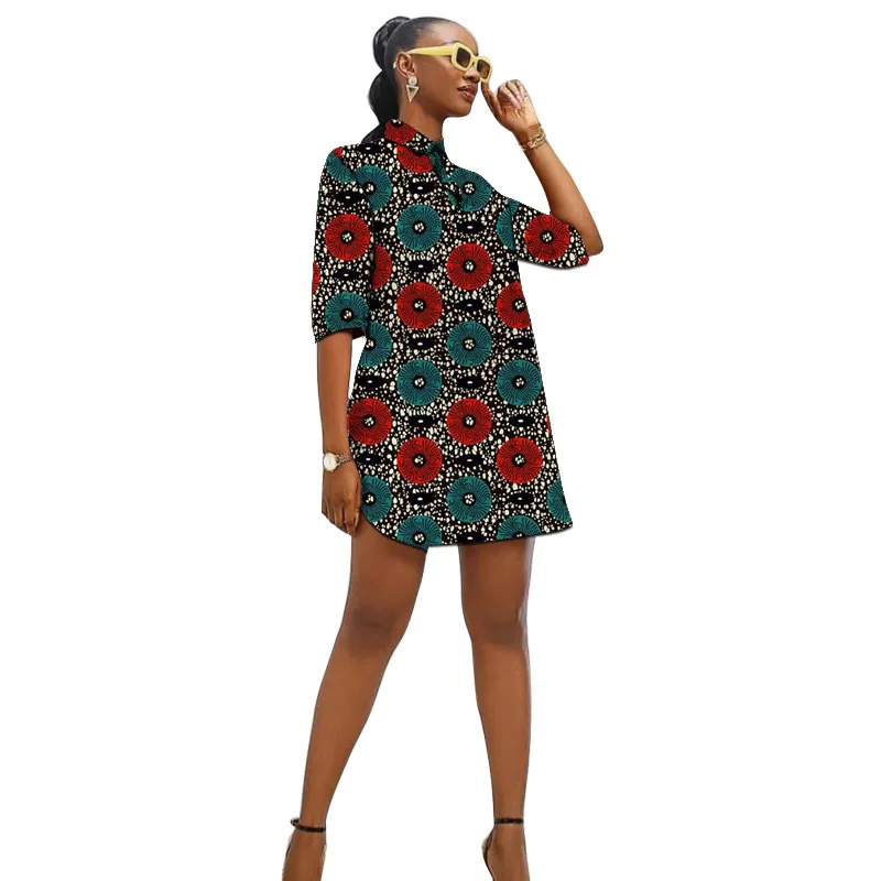 African Fashion Turn Down Collar Dress Customized Women's Ankara Outfit Colorful Print Female Wedding Wear
African Fashion Turn Down Collar Dress Customized Women's Ankara Outfit Colorful Print Female Wedding Wear