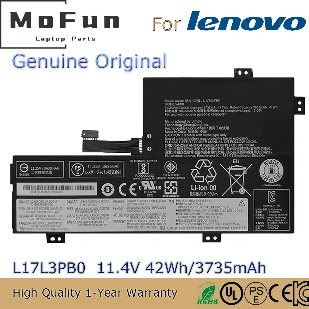 Brand New Original L17L3PB0 11.4V 42Wh Laptop Battery for Lenovo Chromebook 100E 300E 500E Winbook 300E 81M9 L17M3PB0 etc.
Brand New Original L17L3PB0 11.4V 42Wh Laptop Battery for Lenovo Chromebook 100E 300E 500E Winbook 300E 81M9 L17M3PB0 etc.
