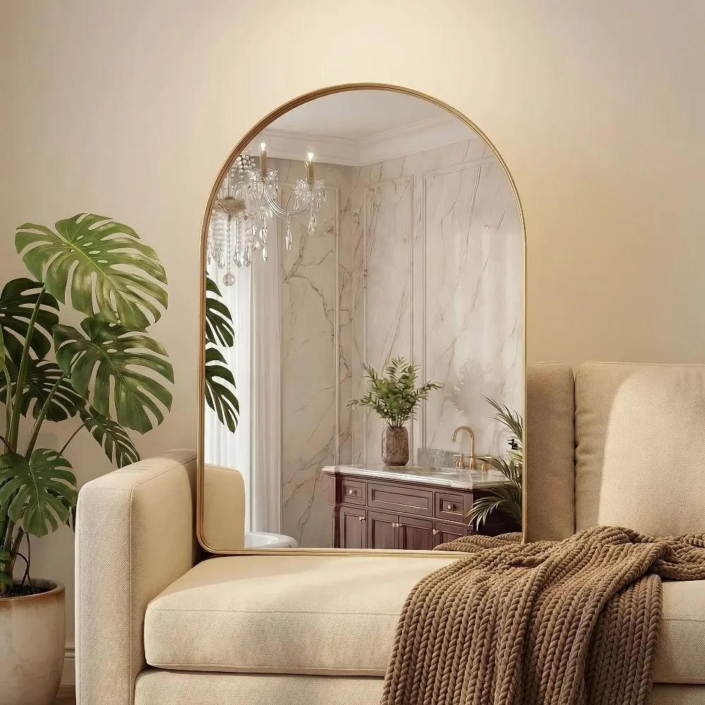 Arched Bathroom Mirror for Over Sink, Modern Wall Mount Vanity Mirror with Matte Metal Deep Framed, for Home Decor, Living Room
Arched Bathroom Mirror for Over Sink, Modern Wall Mount Vanity Mirror with Matte Metal Deep Framed, for Home Decor, Living Room