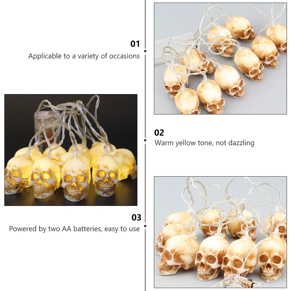 Skull String Lights Halloween Decorative Lamp Vintage Plastic Electronic Component Powered Festive Garden Party
Skull String Lights Halloween Decorative Lamp Vintage Plastic Electronic Component Powered Festive Garden Party