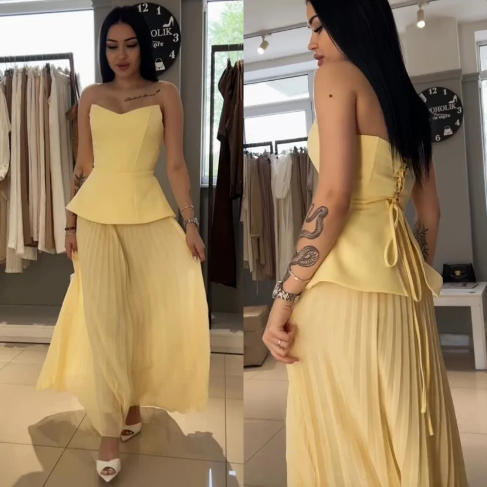 Customized Sizes Available Chiffon Pleat A-line Strapless Midi Dresses Bespoke Occasion Fashion Classic
Customized Sizes Available Chiffon Pleat A-line Strapless Midi Dresses Bespoke Occasion Fashion Classic