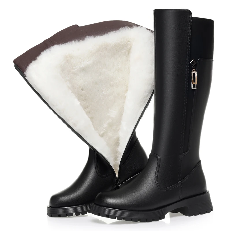 Women's High Boots Winter 2025 New Genuine Leather With Wool Warm Large Size Non-Slip Women's Snow Boots 
Women's High Boots Winter 2025 New Genuine Leather With Wool Warm Large Size Non-Slip Women's Snow Boots
