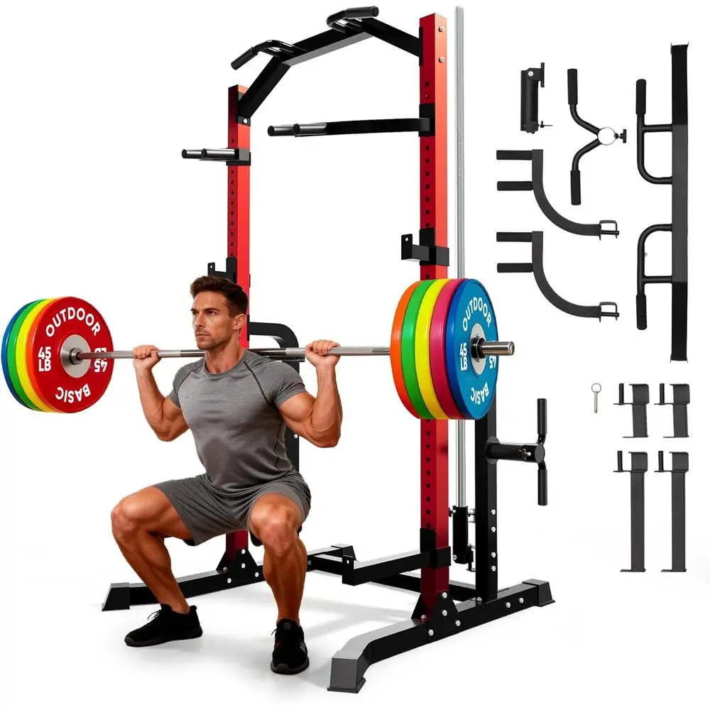 Multi-Functional Home Gym Rack with Pull-Up Bar, Dip Station, and 2400LB Capacity for Strength Training and Weightlifting
Multi-Functional Home Gym Rack with Pull-Up Bar, Dip Station, and 2400LB Capacity for Strength Training and Weightlifting