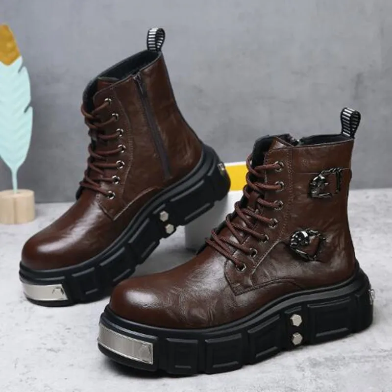 Mens Metallic Motorcycle Boots Street Style Punk Rock Thick Bottom Fashion Dual Buckle Mid-Calf Design Collision Resistant Boots
Mens Metallic Motorcycle Boots Street Style Punk Rock Thick Bottom Fashion Dual Buckle Mid-Calf Design Collision Resistant Boots