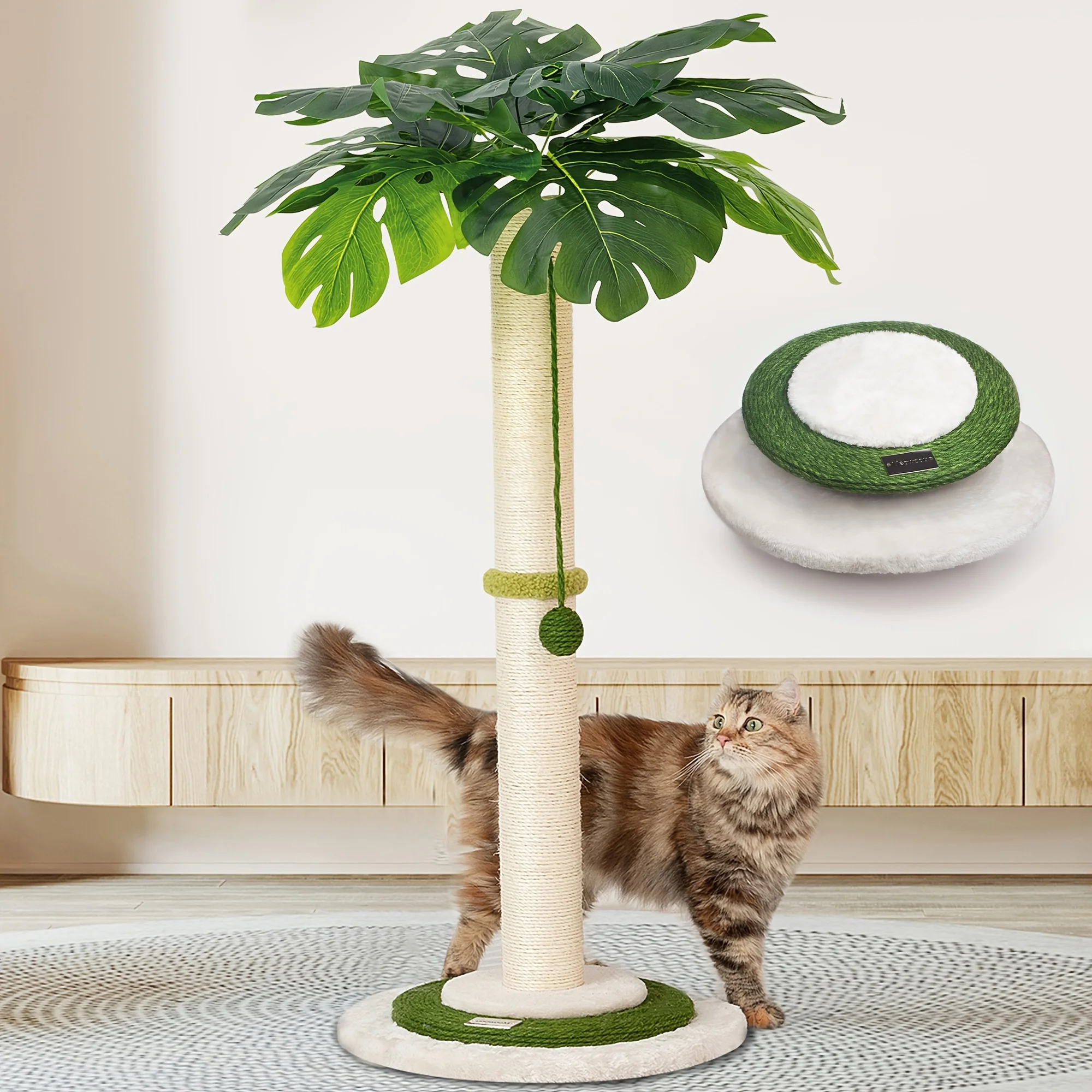 MEOWOOU 35" Tall Cat Scratching Post for Indoor Cats & Kittens - Monstera Design with Sisal Scratching Surface, Hanging Interactive Ball & Plush Perch - Durable Multi-Level Climbing Tree for Large Adult Cats, All Breeds, Feline Enrichment, Modern Pet Furn
MEOWOOU 35" Tall Cat Scratching Post for Indoor Cats & Kittens - Monstera Design with Sisal Scratching Surface, Hanging Interactive Ball & Plush Perch - Durable Multi-Level Climbing Tree for Large Adult Cats, All Breeds, Feline Enrichment, Modern Pet Furn