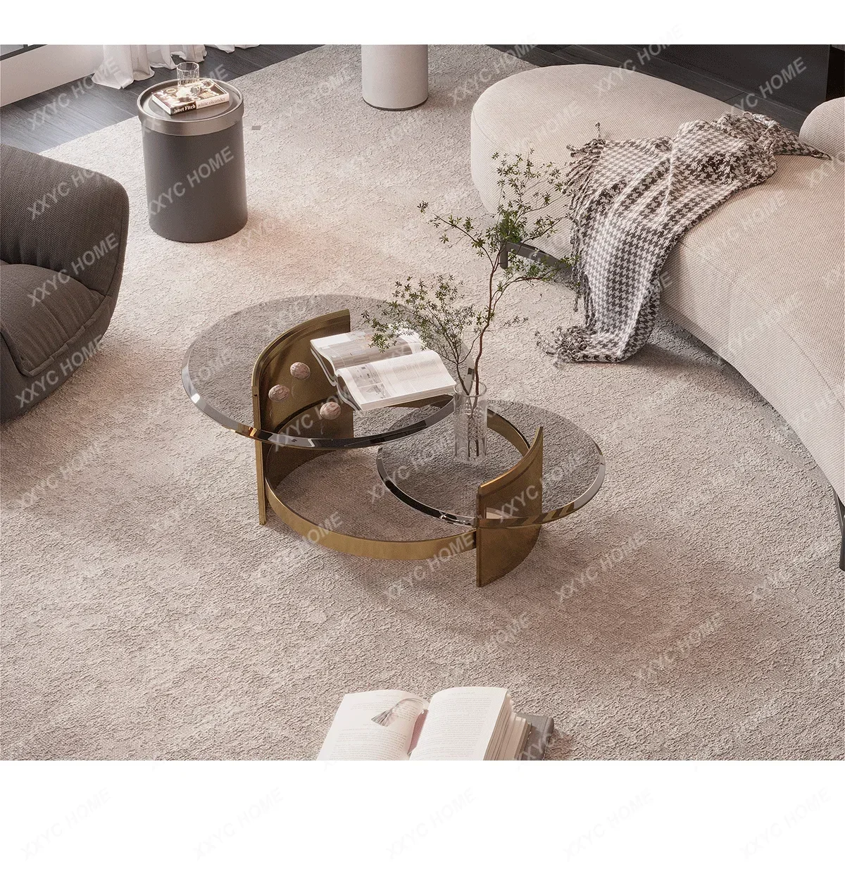 A minimalist coffee table size round combination modern minimalist style living room side table
A minimalist coffee table size round combination modern minimalist style living room side table