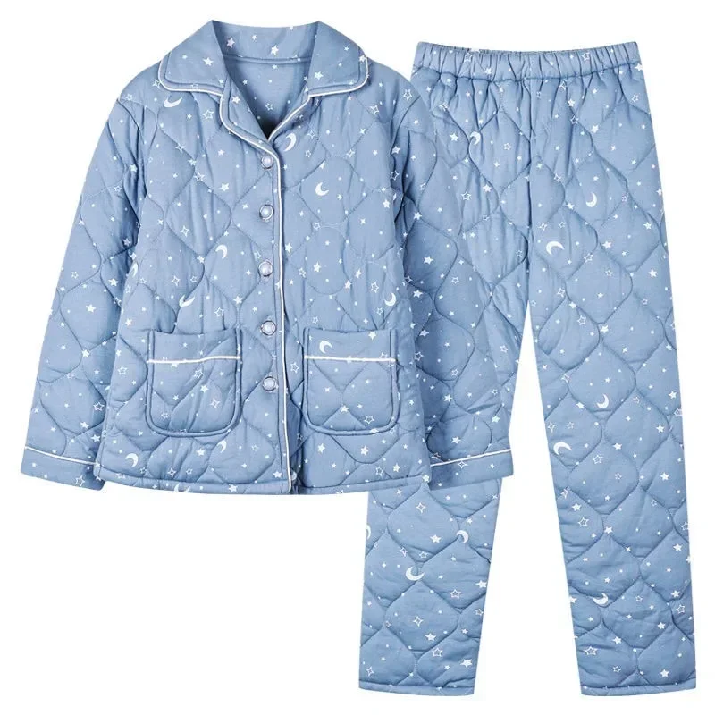 New Pajamas Women 100% Pure Cotton Loungewear Suit Thickened Three Layers Cotton Sleepwear Autumn Winter Warm Homewear
New Pajamas Women 100% Pure Cotton Loungewear Suit Thickened Three Layers Cotton Sleepwear Autumn Winter Warm Homewear