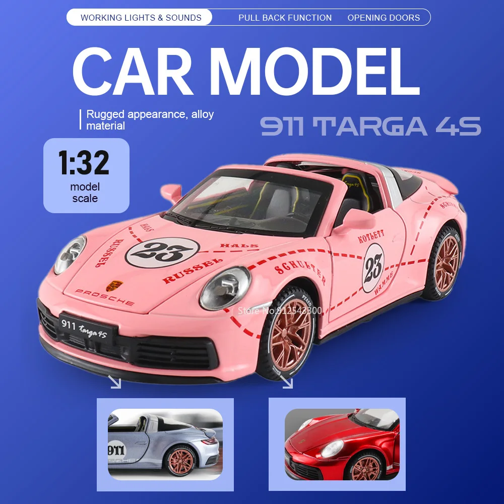 Масштабная модель автомобиля 1:32 Porsche 911 Targa 4S Taycan с открывающимися дверями, звуком и светом, инерционная, с резиновыми шинами, для детей, праздничный подарок
Масштабная модель автомобиля 1:32 Porsche 911 Targa 4S Taycan с открывающимися дверями, звуком и светом, инерционная, с резиновыми шинами, для детей, праздничный подарок