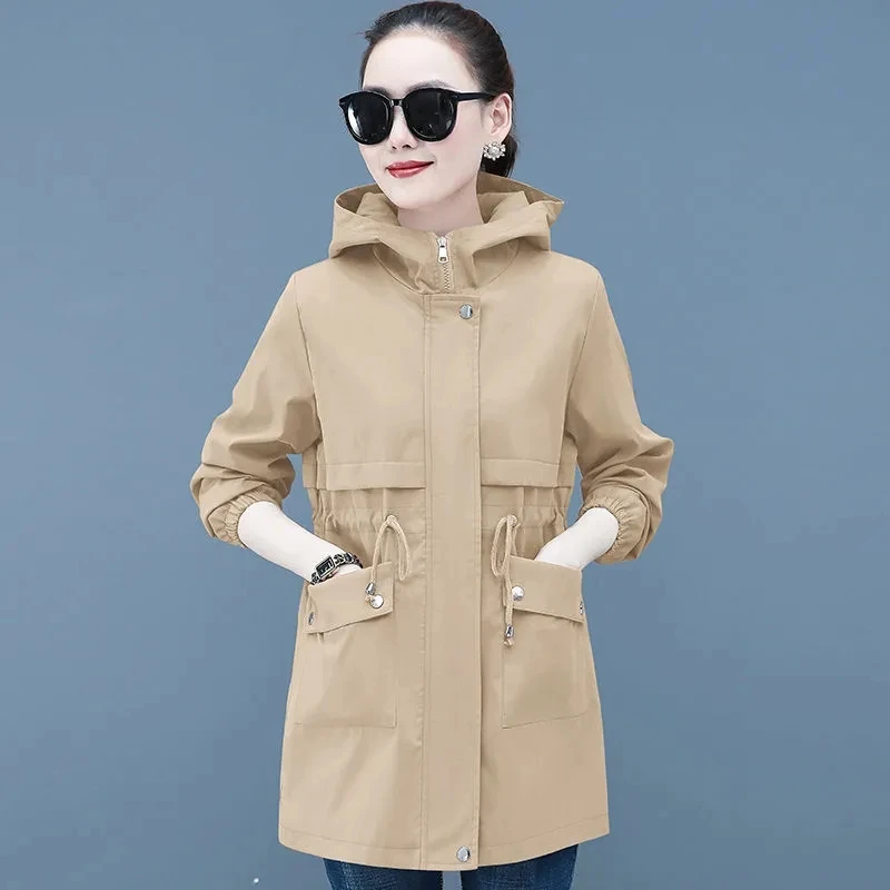 2023 New Women's Windbreaker Autumn Double Layer Llined Standing Collar Hooded Trench Coat Female Loose Mid-length Jacket
2023 New Women's Windbreaker Autumn Double Layer Llined Standing Collar Hooded Trench Coat Female Loose Mid-length Jacket