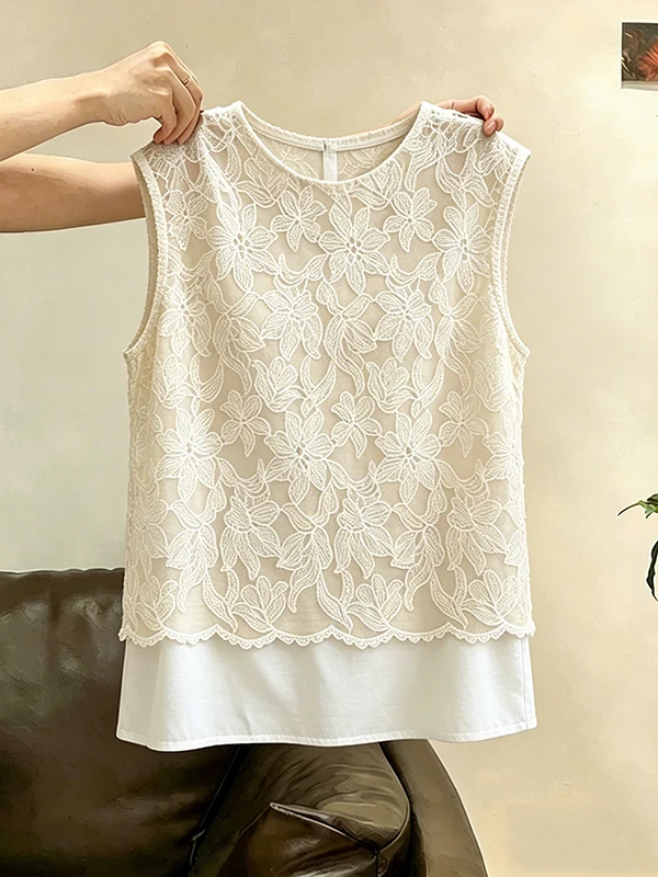 Fashionable Large Size Summer 2026 Korean Style Lace Embroidery Sleeveless Vest Women's Design Sense Fake Two-Piece Top
Fashionable Large Size Summer 2026 Korean Style Lace Embroidery Sleeveless Vest Women's Design Sense Fake Two-Piece Top